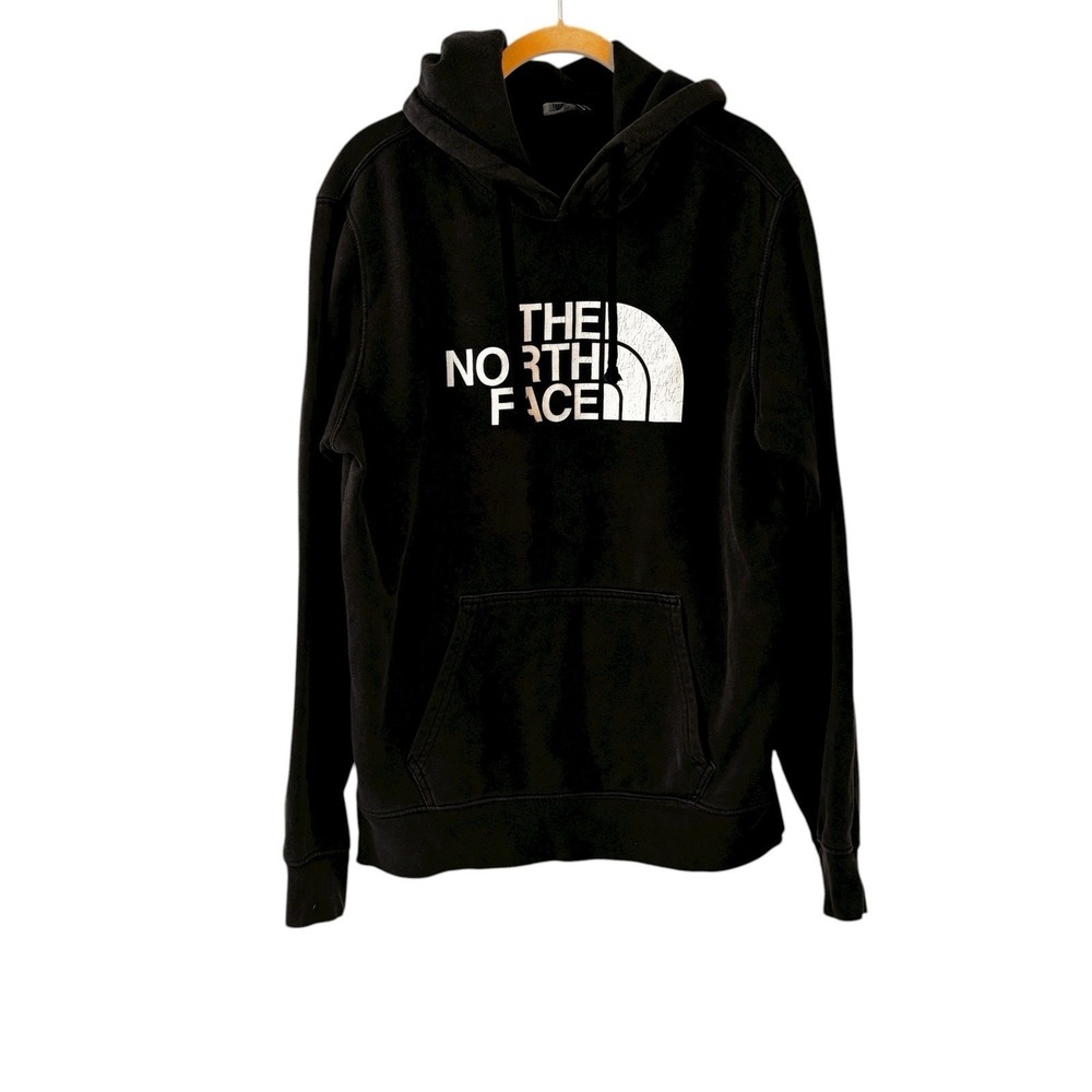 The North Face Mens Half Dome Pullover Hoodie‎ Size S Black White Logo Cozy